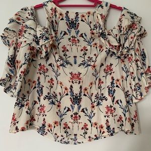 Cold shoulder flowy floral top